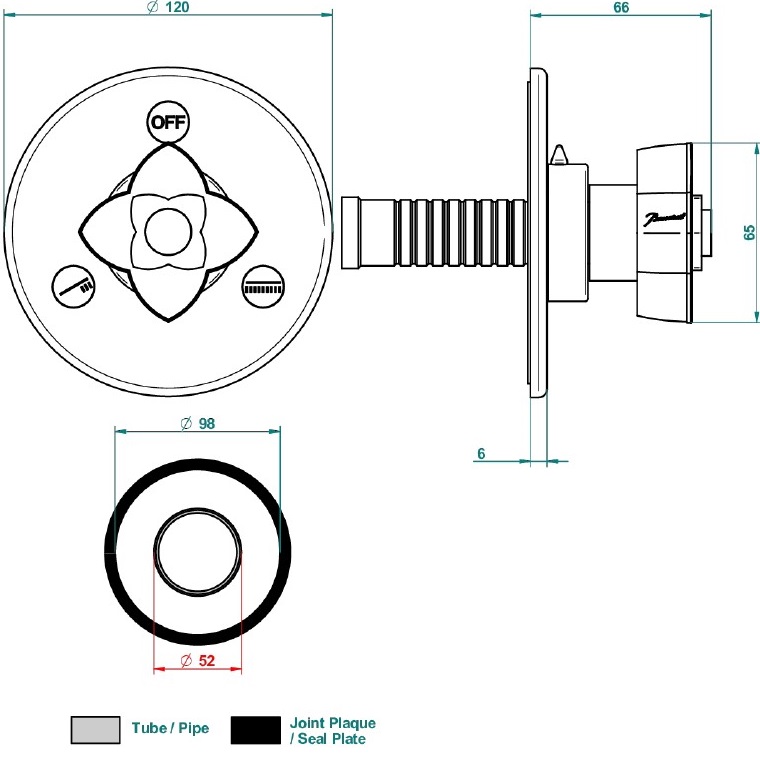 Переключатель потоков THG Petale De Cristal Noir U6D-A02-48M2SB (хром, черный хрусталь), на 2 источника