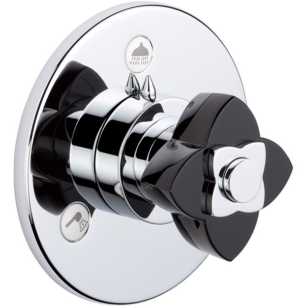 Переключатель потоков THG Petale De Cristal Noir U6D-A02-48M2SB (хром, черный хрусталь), на 2 источника