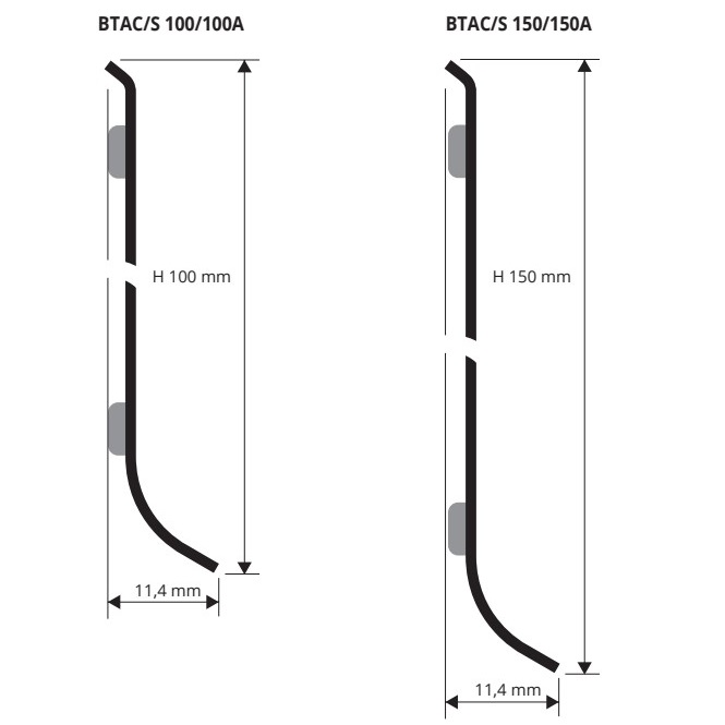 Плинтус Progress Profiles BTACS 100  2 м. (нерж. сталь ) сатинированный, без клеящего слоя
