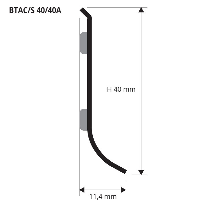 Плинтус Progress Profiles Плинтус 40 BTAC 40 2 м. (нерж. сталь) полированный, без клеящего слоя
