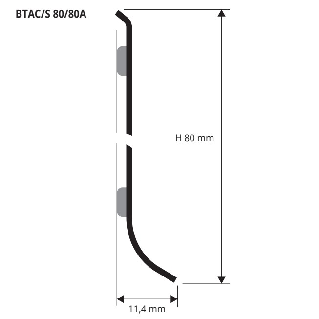 Плинтус Progress Profiles Плинтус 80 BTAC 80 2 м. (нерж. сталь), полированный, без клеящего слоя