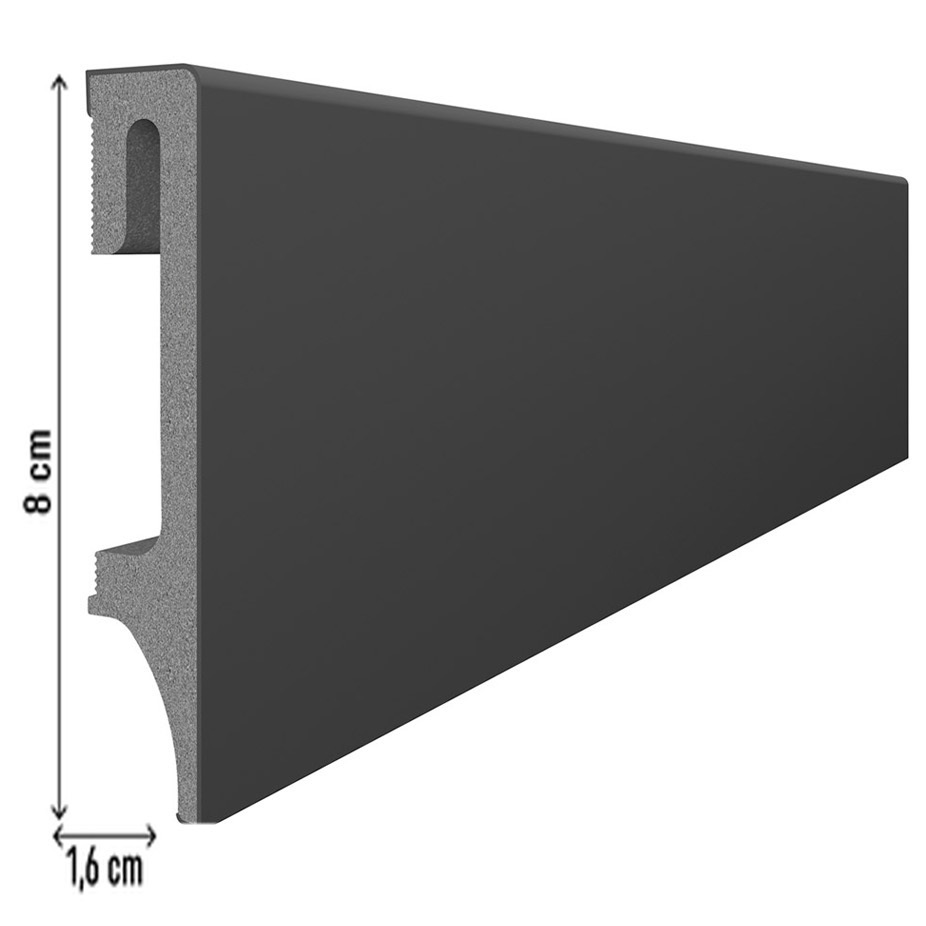 Плинтус Vox Espumo 80 Антрацит ESP205 2.4 м. (8 см)