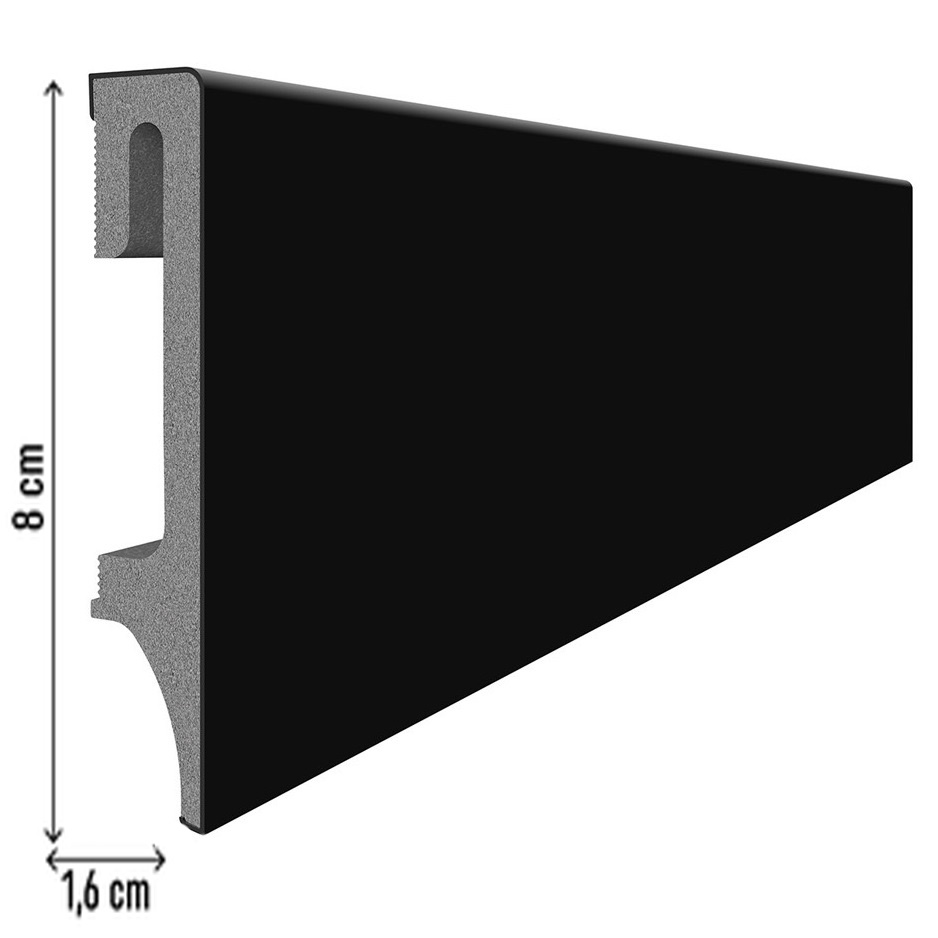 Плинтус Vox Espumo 80 Черный ESP206 2.4 м. (8 см)