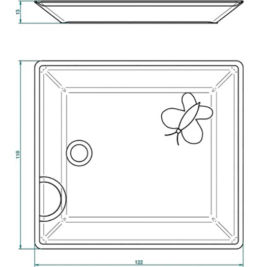 Поднос фарфоровый настольный 12.2х11см. THG Capucine Vert Decor Platine A7E-A02-4612 (платина, зеленый, белый)