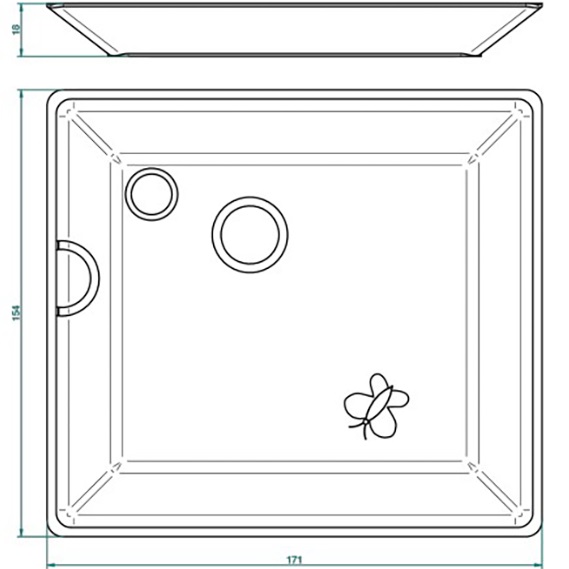 Поднос фарфоровый настольный 17.1х15.4 см. THG Capucine Vert Decor Platine A7E-A02-4613 (платина, зеленый, белый)