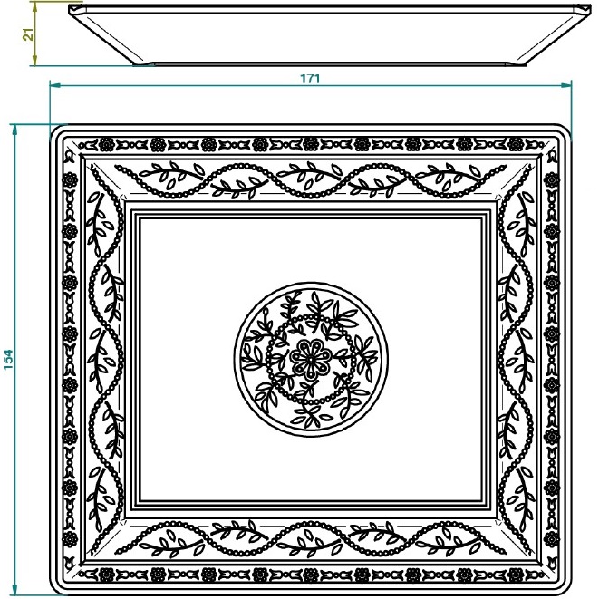 Поднос керамический настольный Marquise platinum decor 17.1x15.4 см. A7G-A02-4613 (белый, платина)