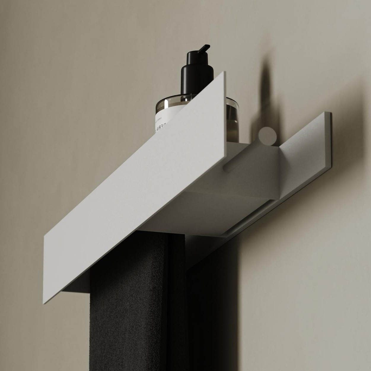 Полка для хранения с бумагодержателем и штангой для полотенца Tezza Tre 50 см (белый), бумага справа