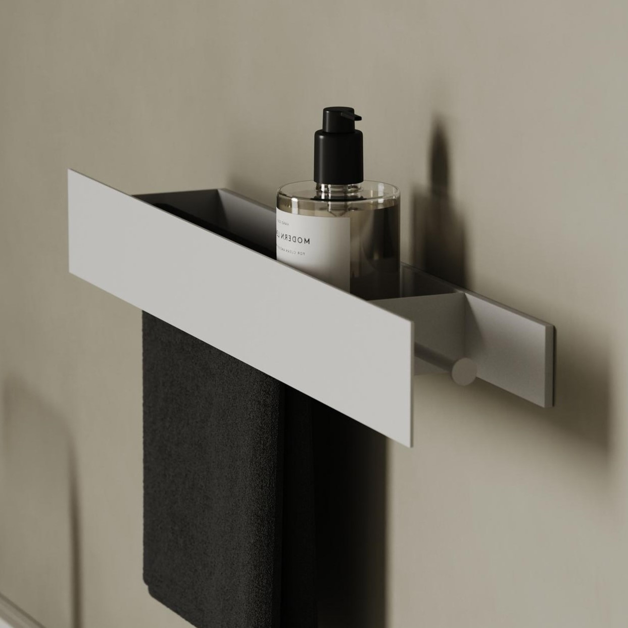 Полка для хранения с бумагодержателем и штангой для полотенца Tezza Tre 50 см (белый), бумага справа