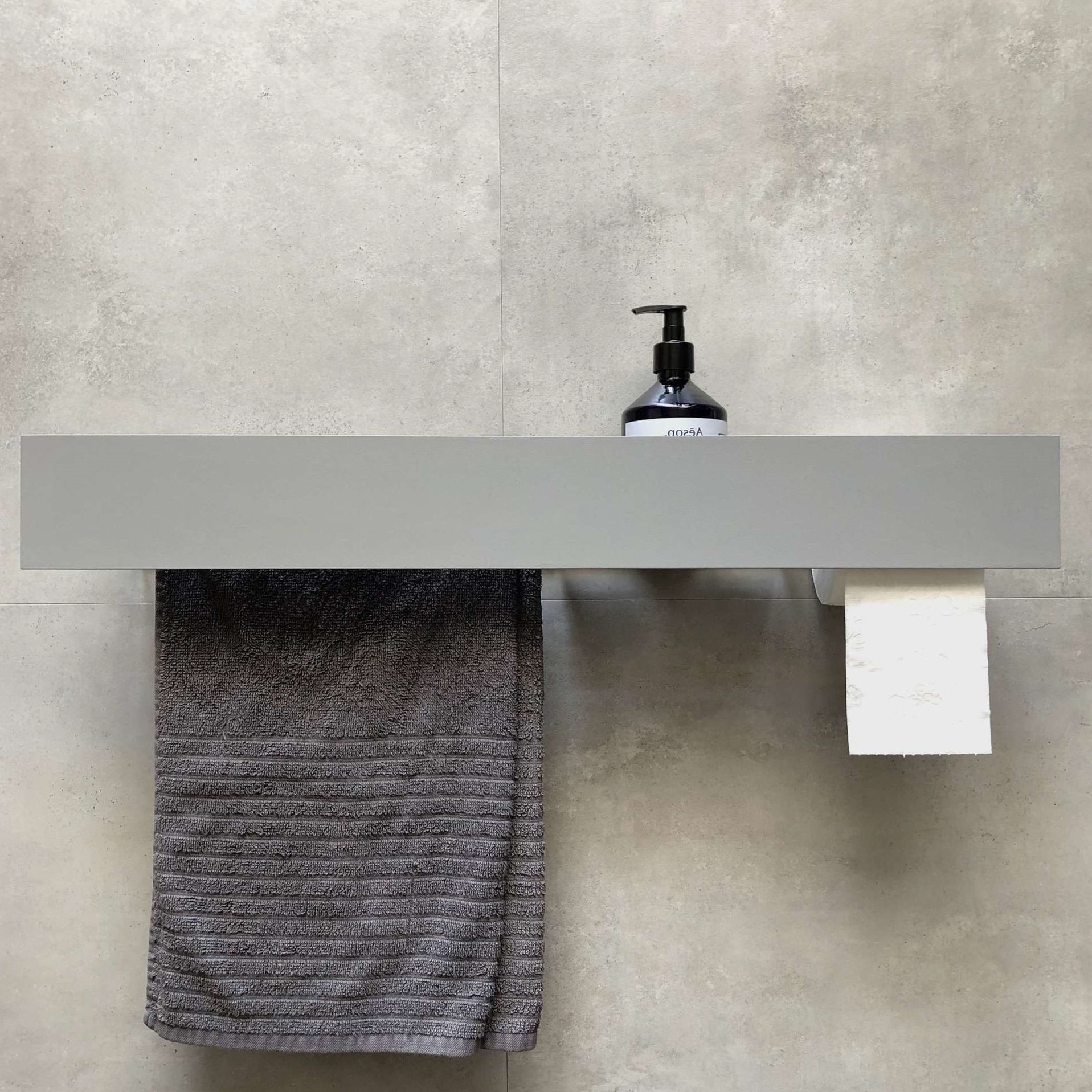 Полка для хранения с бумагодержателем и штангой для полотенца Tezza Tre 50 см (серый), бумага справа