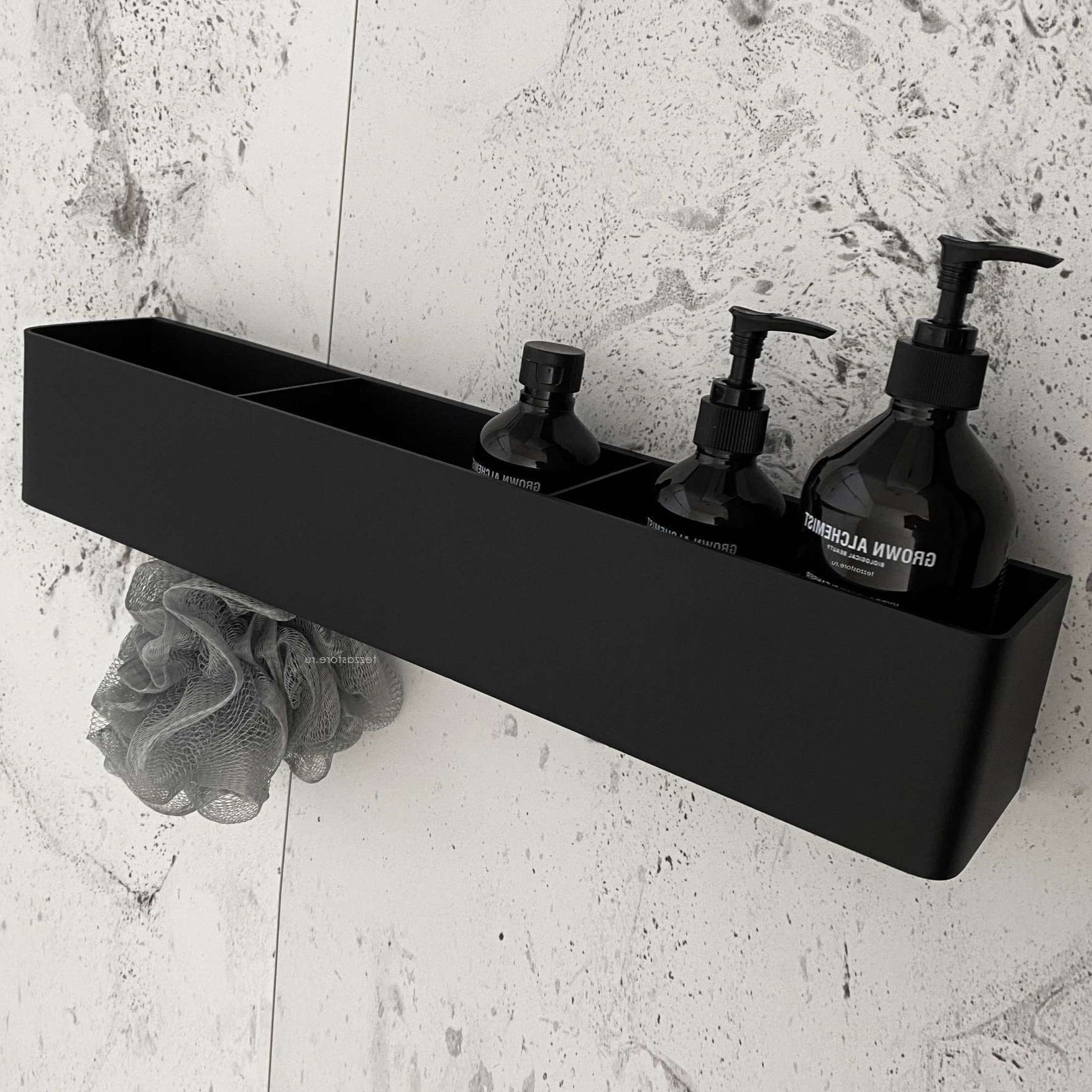 Полка для хранения с крючками Tezza Lava Flex 70 см (белый), крючки слева