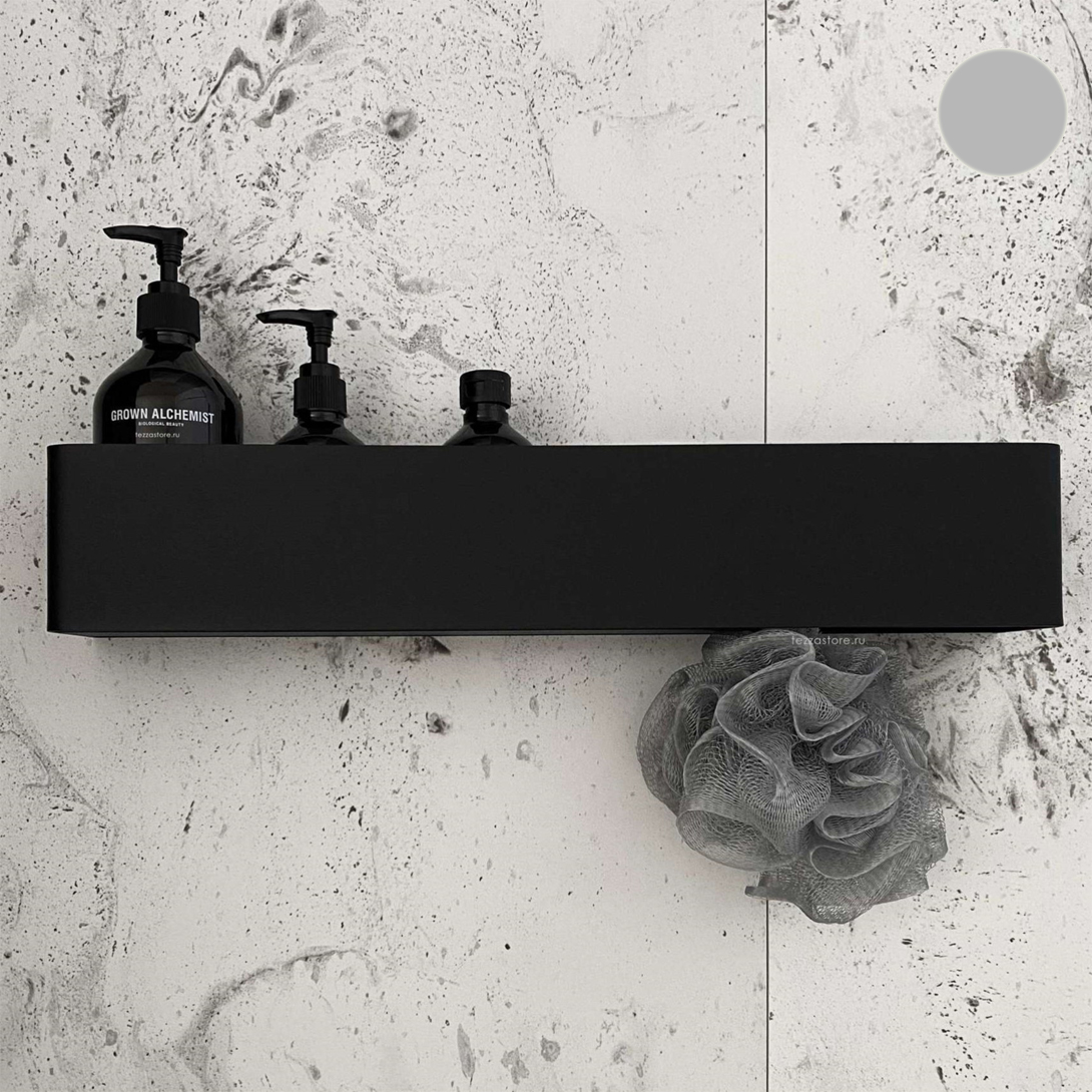 Полка для хранения с крючками Tezza Lava Flex 70 см (серый), крючки справа