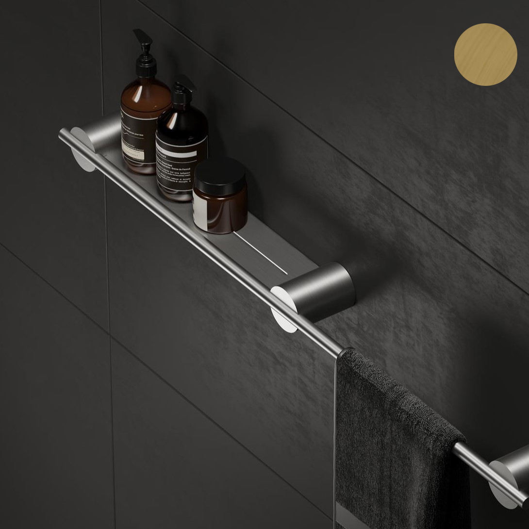 Полка для хранения Tezza Due Art 100 см (античная латунь) с полотенцедержателем справа