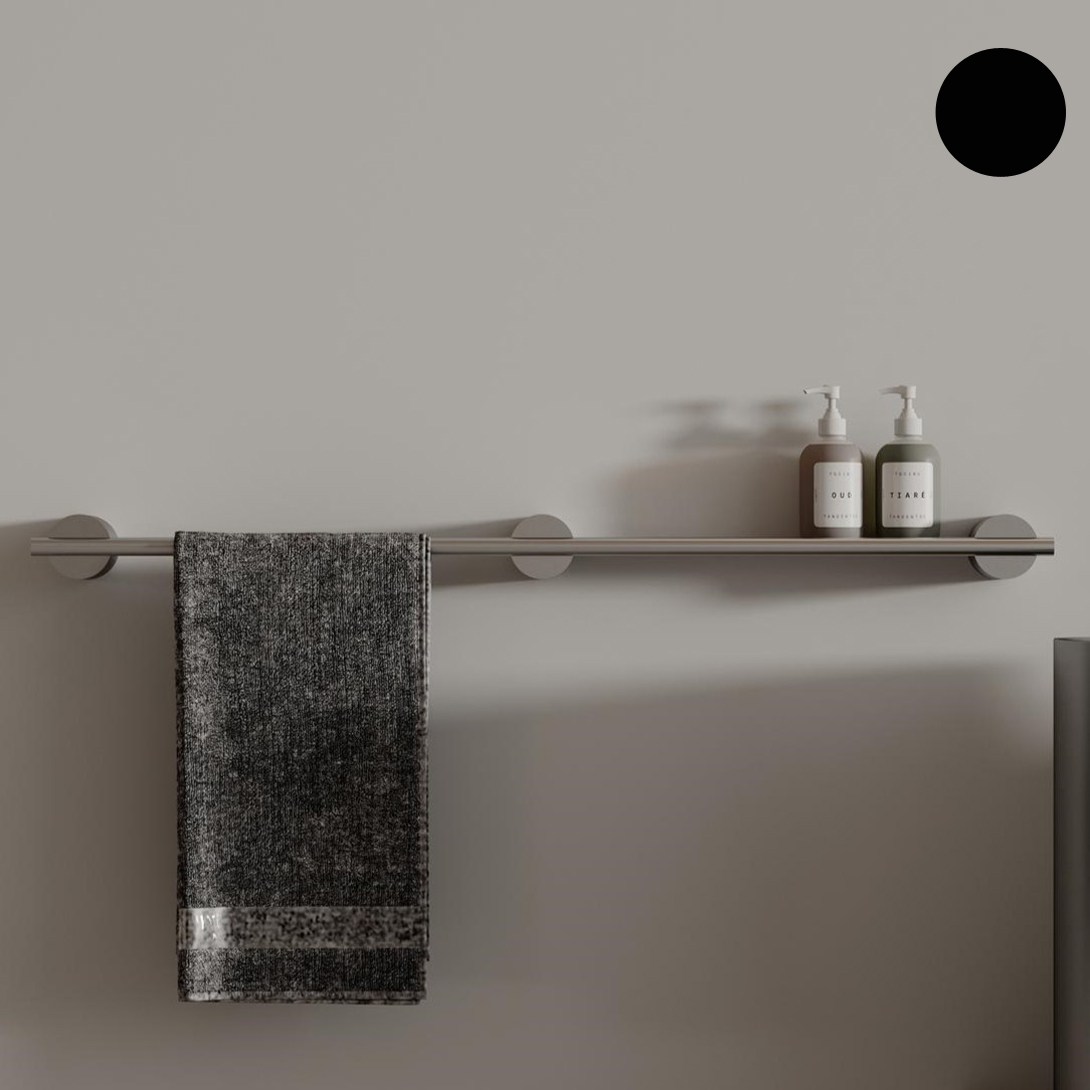 Полка для хранения Tezza Due Art 60 см (черный) с полотенцедержателем слева