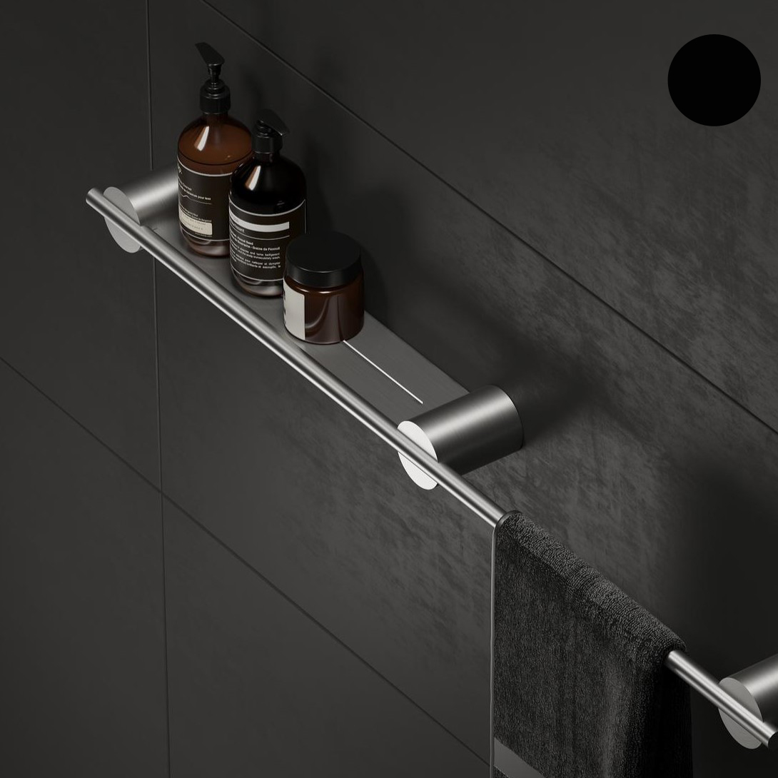 Полка для хранения Tezza Due Art 60 см (черный) с полотенцедержателем справа