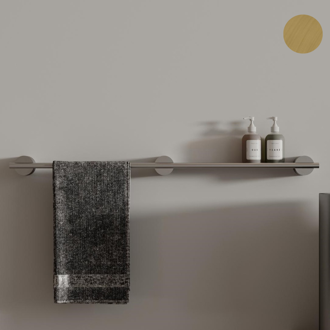 Полка для хранения Tezza Due Art 80 см (античная латунь) с полотенцедержателем слева