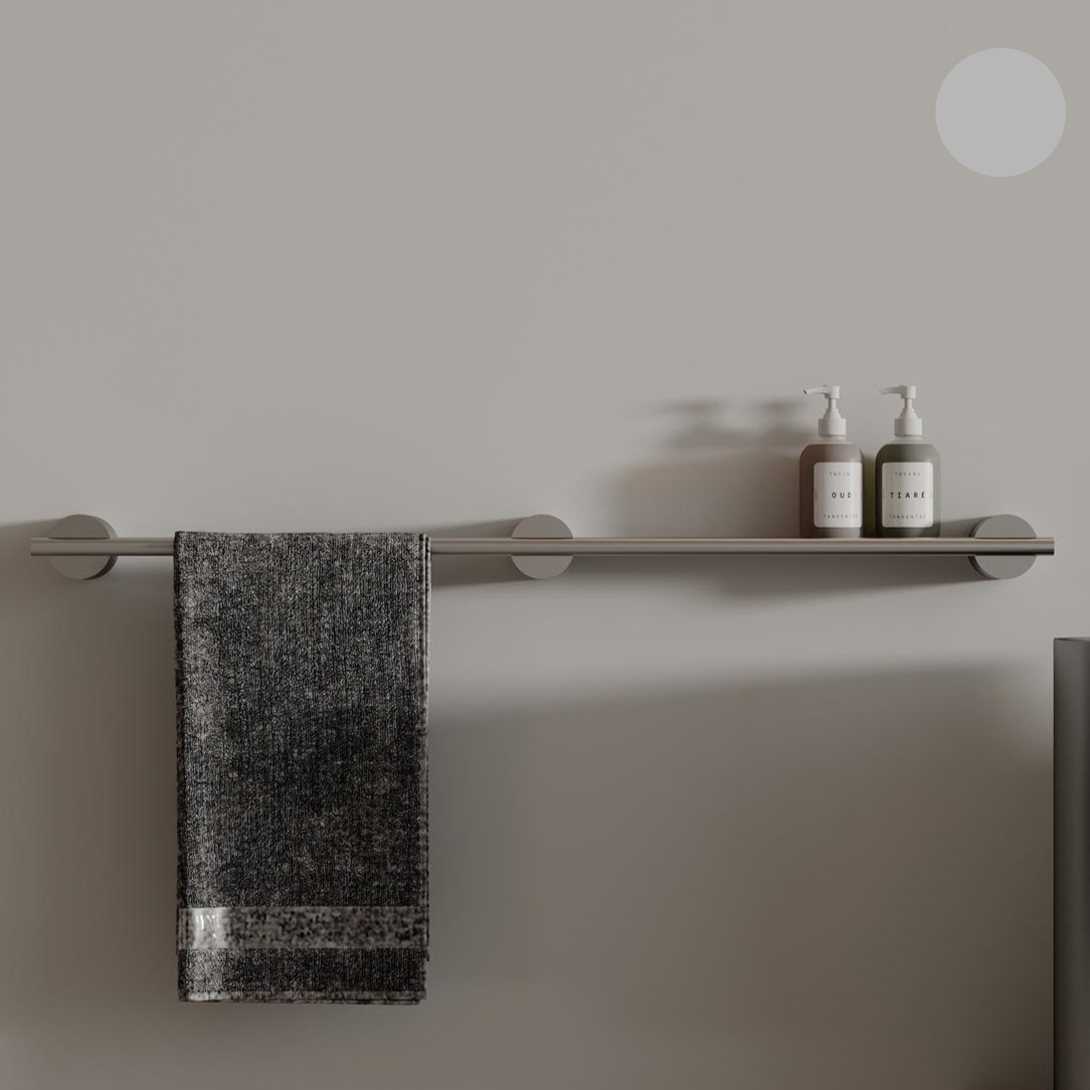 Полка для хранения Tezza Due Art 80 см (серый) с полотенцедержателем слева