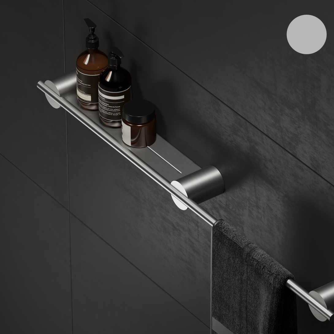 Полка для хранения Tezza Due Art 90 см (серый) с полотенцедержателем справа