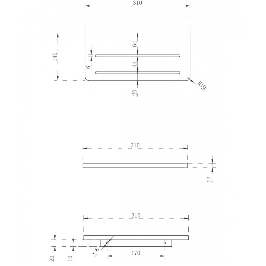 Полочка для ванной комнаты Abber Stein AS1653MB 31x14x3.2 (черный матовый)