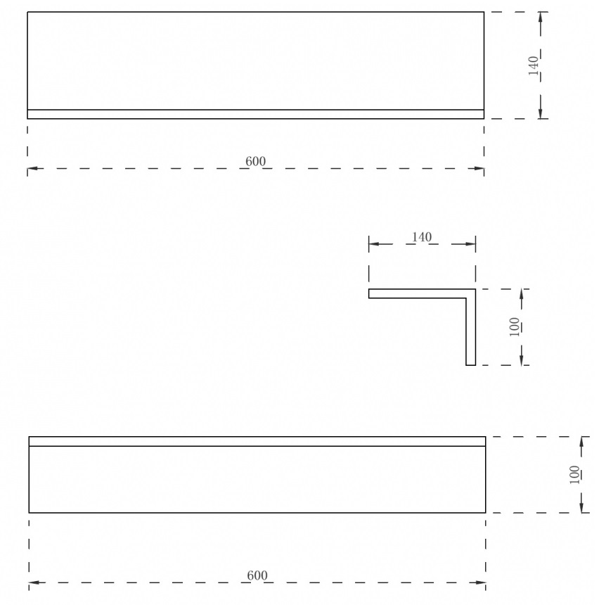 Полочка для ванной комнаты Abber Stein AS1654MB 60x14x10 (черный матовый)