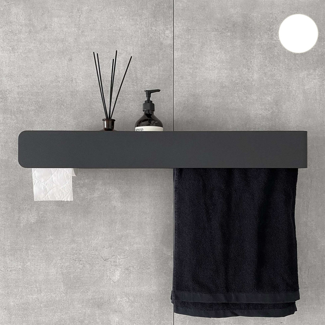 Полка с бумагодержателем и штангой для полотенца Tezza Tre Flex 70 см (белый), левый