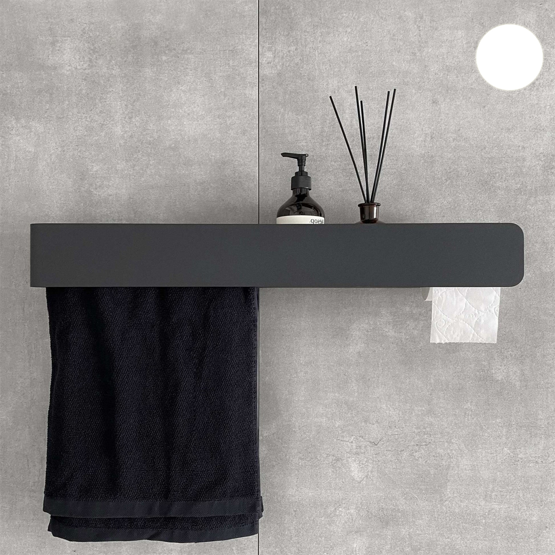 Полка с бумагодержателем и штангой для полотенца Tezza Tre Flex 70 см (белый), правый