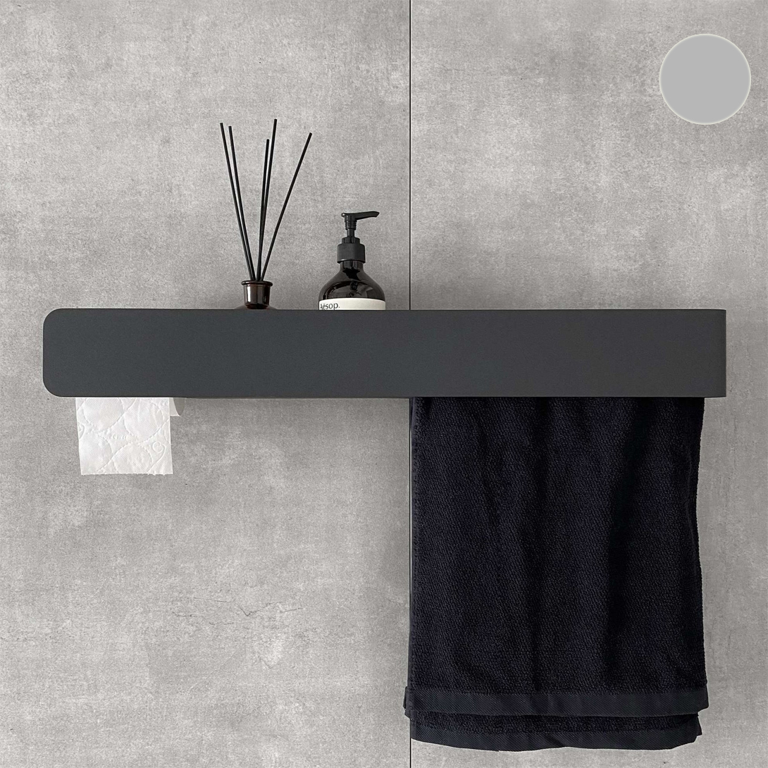 Полка с бумагодержателем и штангой для полотенца Tezza Tre Flex 70 см (серый), левый