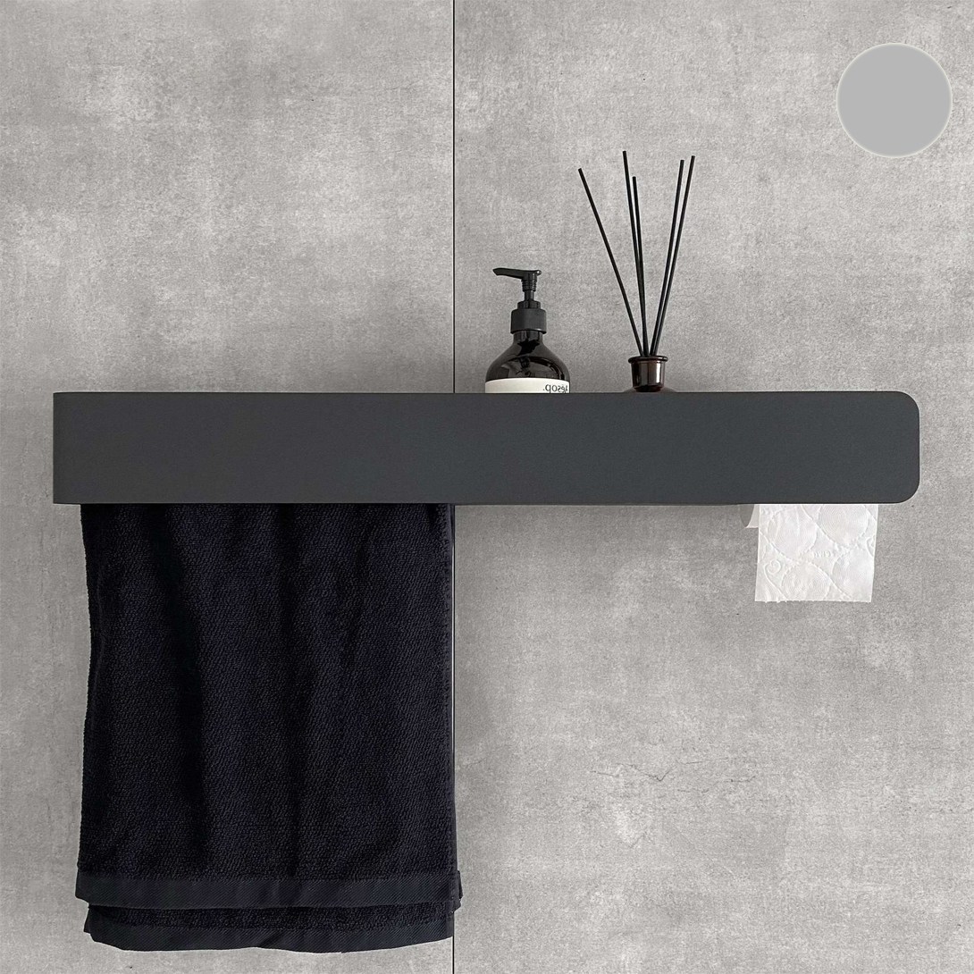 Полка с бумагодержателем и штангой для полотенца Tezza Tre Flex 70 см (серый), правый