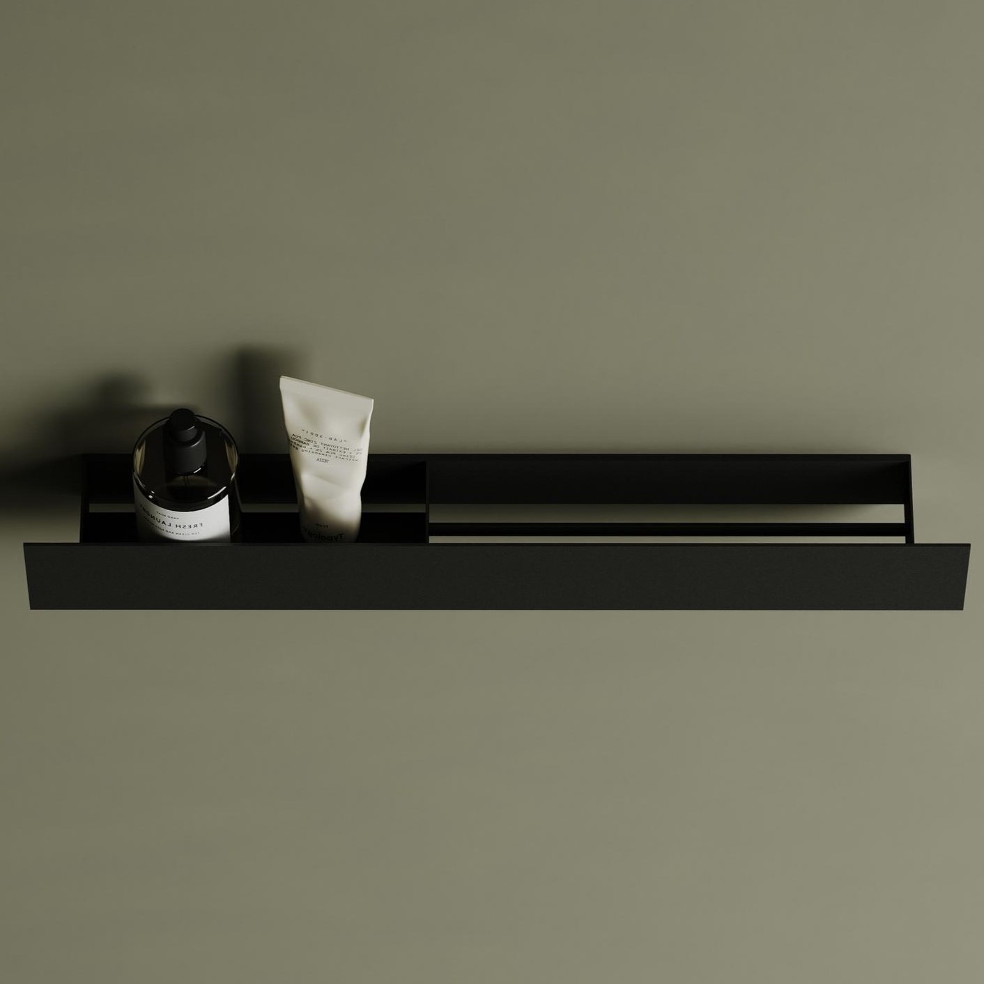 Полка со штангой Tezza Дуэ 180 см (черный), полотенце справа