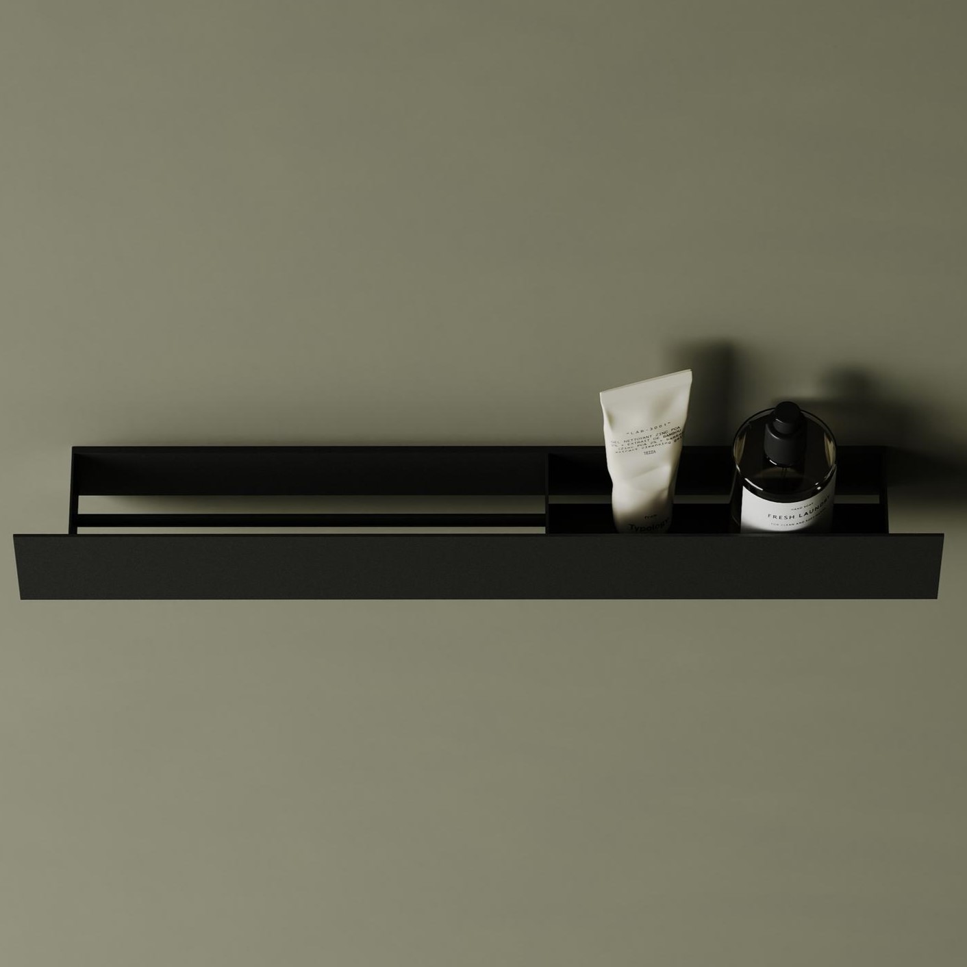 Полка со штангой Tezza Дуэ 70 см (черный), полотенце слева