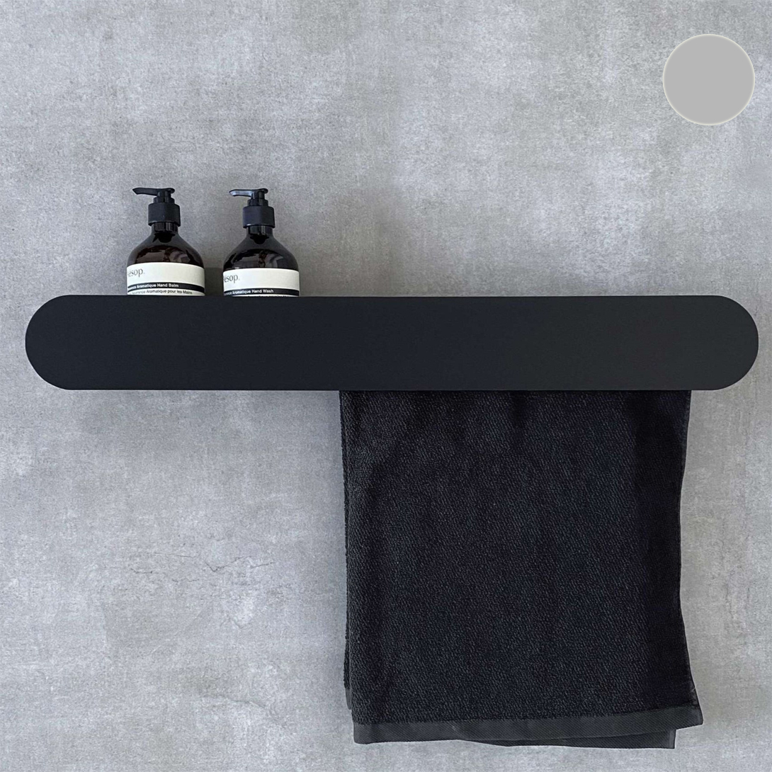 Полка со штангой Tezza Due Disco 100 см (серый), полотенцедержатель справа