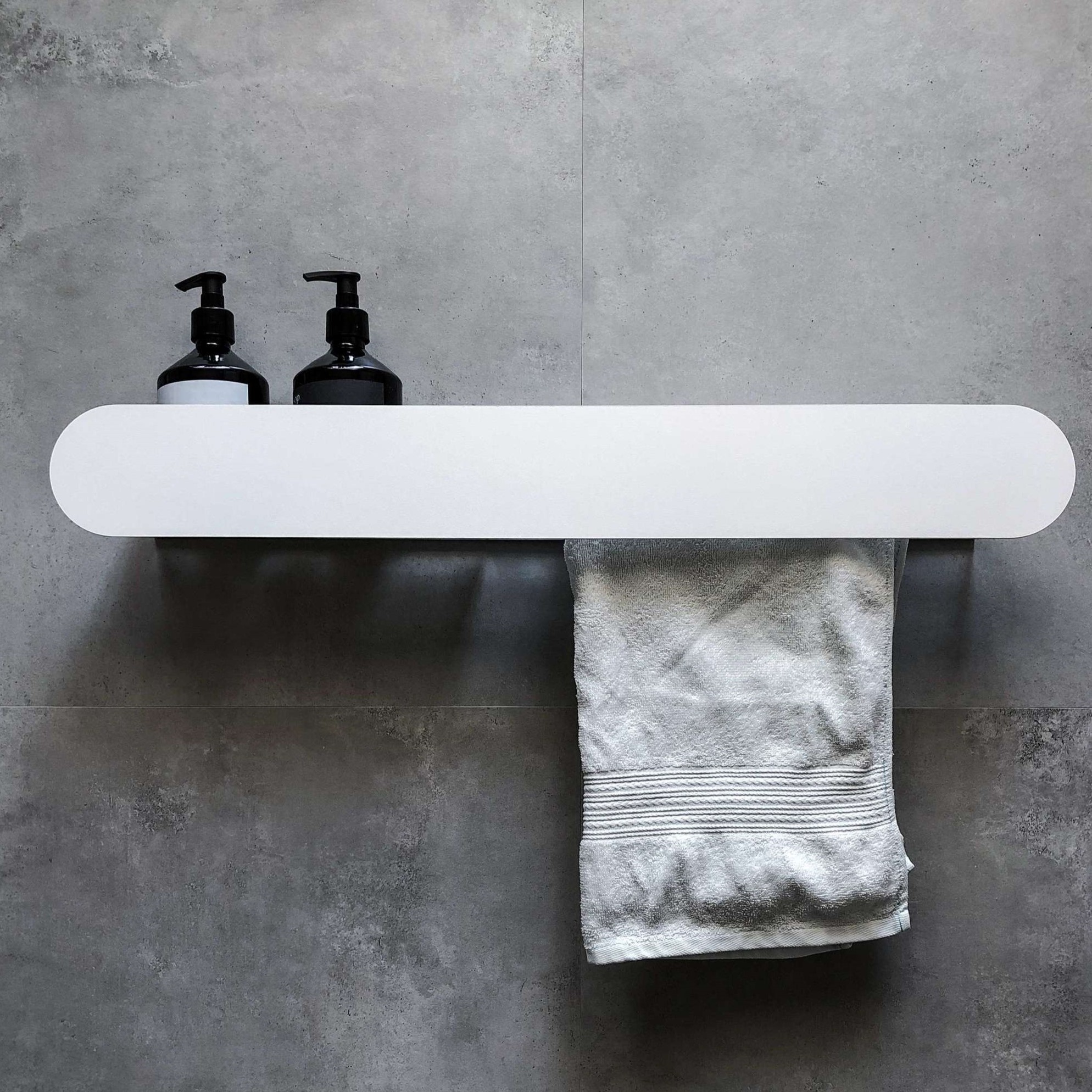 Полка со штангой Tezza Due Disco 120 см (белый), полотенцедержатель справа