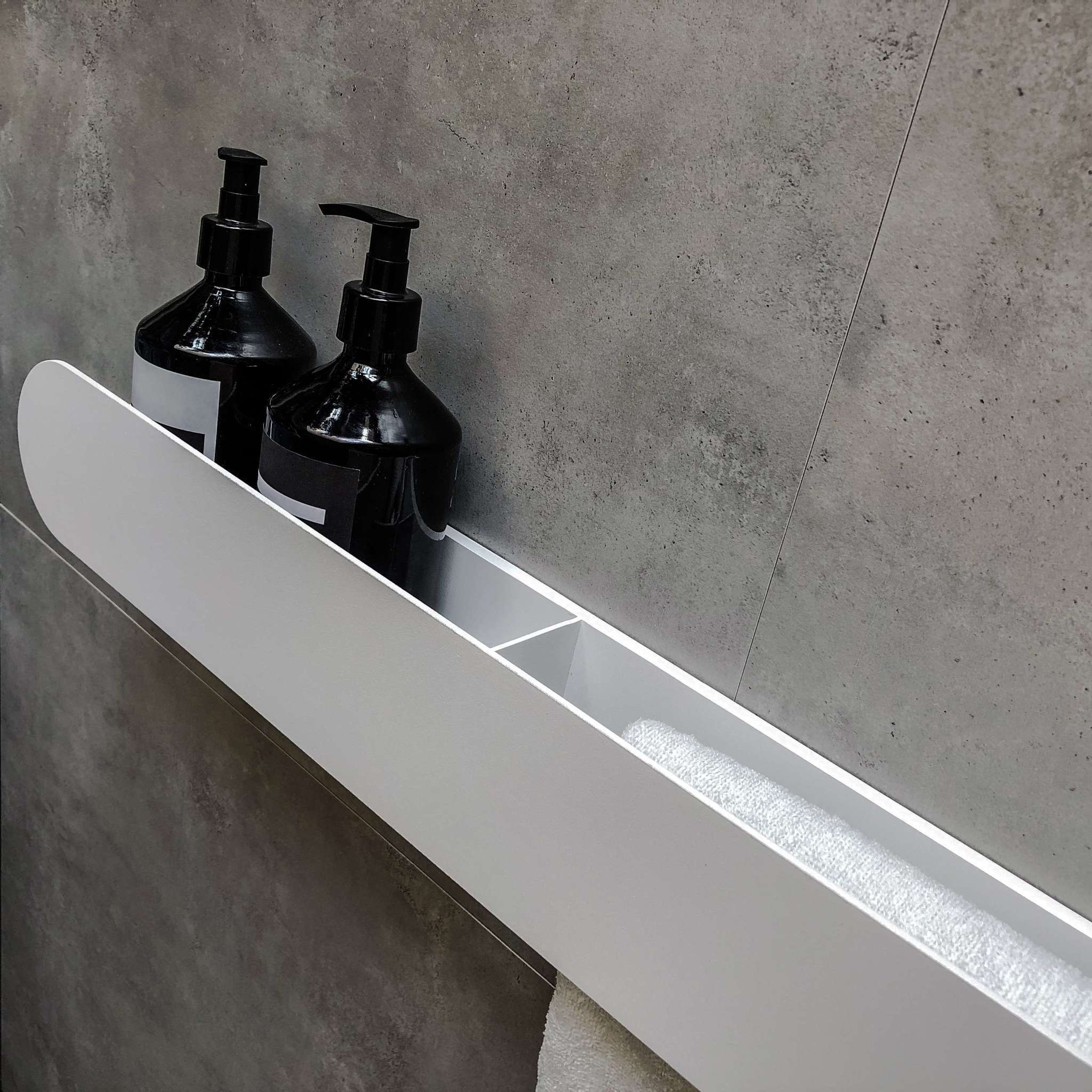 Полка со штангой Tezza Due Disco 70 см (белый), полотенцедержатель справа