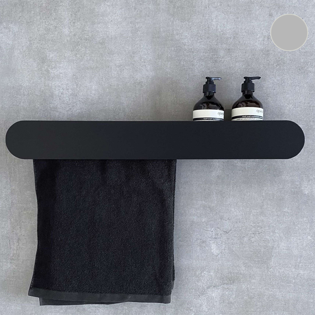 Полка со штангой Tezza Due Disco 70 см (серый), полотенцедержатель слева