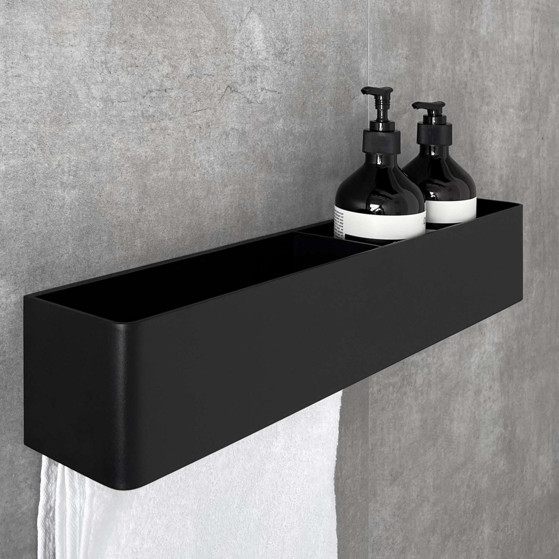 Полка со штангой Tezza Due Flex 180 см (черный), полотенцедержатель слева