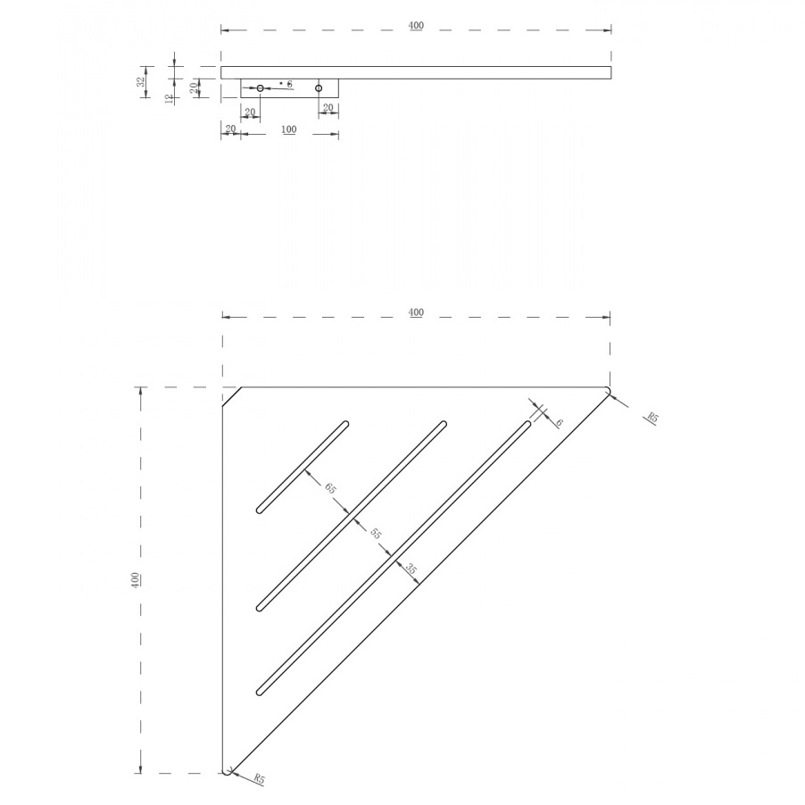 Полочка для ванной комнаты угловая Abber Stein AS1652L 40x40x3.2 (белый матовый)