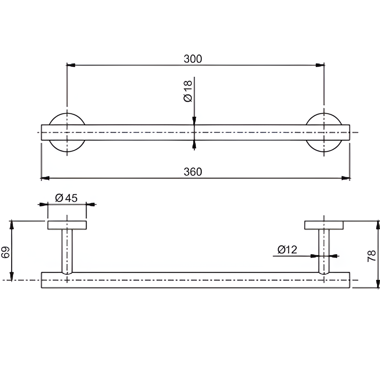 Полотенцедержатель 30см. Fima Carlo Frattini Accessori F6090/30INOX (нержавеющая сталь)