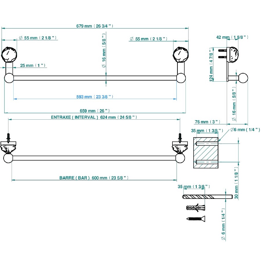 Полотенцедержатель 60 см. THG Dragon Sun U5D-F01-514/60 (золотой, оранжевый хрусталь)