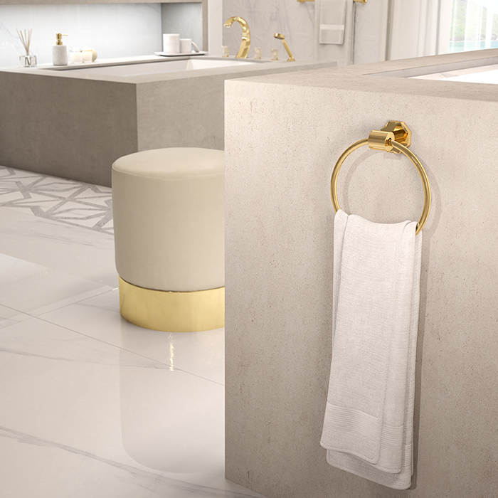 Полотенцедержатель кольцо 18см подвесной THG Nihal Porcelaine Ivoire U2N-F30-504N (золотой)