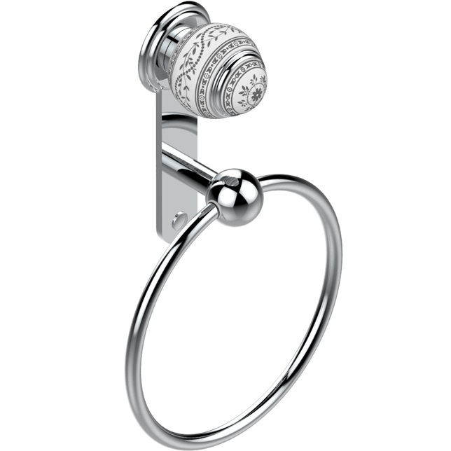 Полотенцедержатель кольцо 18 см THG Marquise porcelaine blanche A7G-A02-504N (хром, платина, белый фарфор)