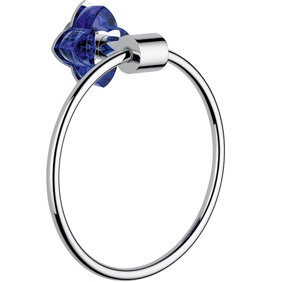 Полотенцедержатель кольцо 18 см THG Petale de cristal bleu U6B-A02-504N (хром, синий хрусталь)