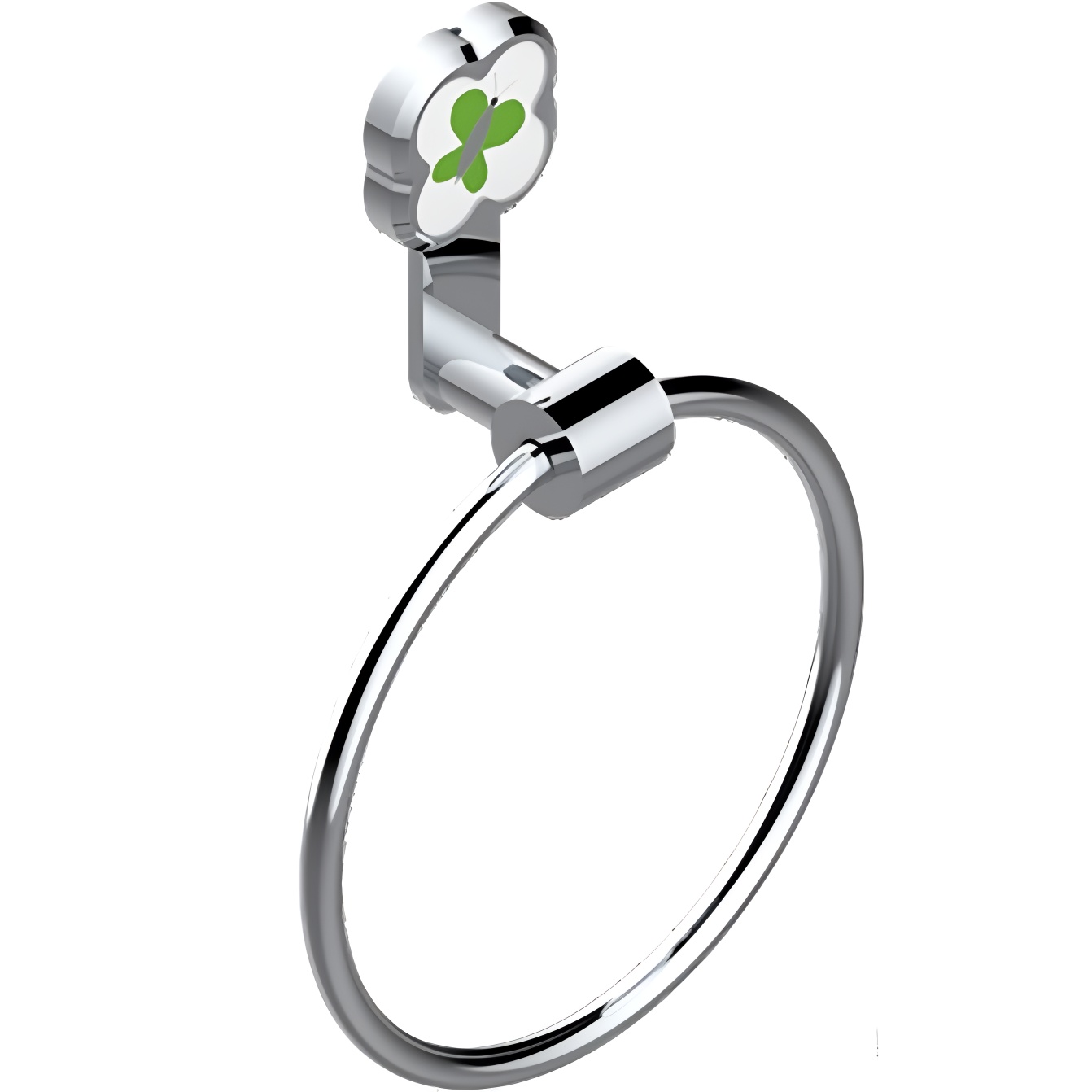 Полотенцедержатель кольцо 18см. THG Capucine Vert Decor Platine A7E-A02-504N (хром, зелёный)