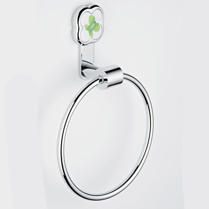Полотенцедержатель кольцо 18см. THG Capucine Vert Decor Platine A7E-A02-504N (хром, зелёный)