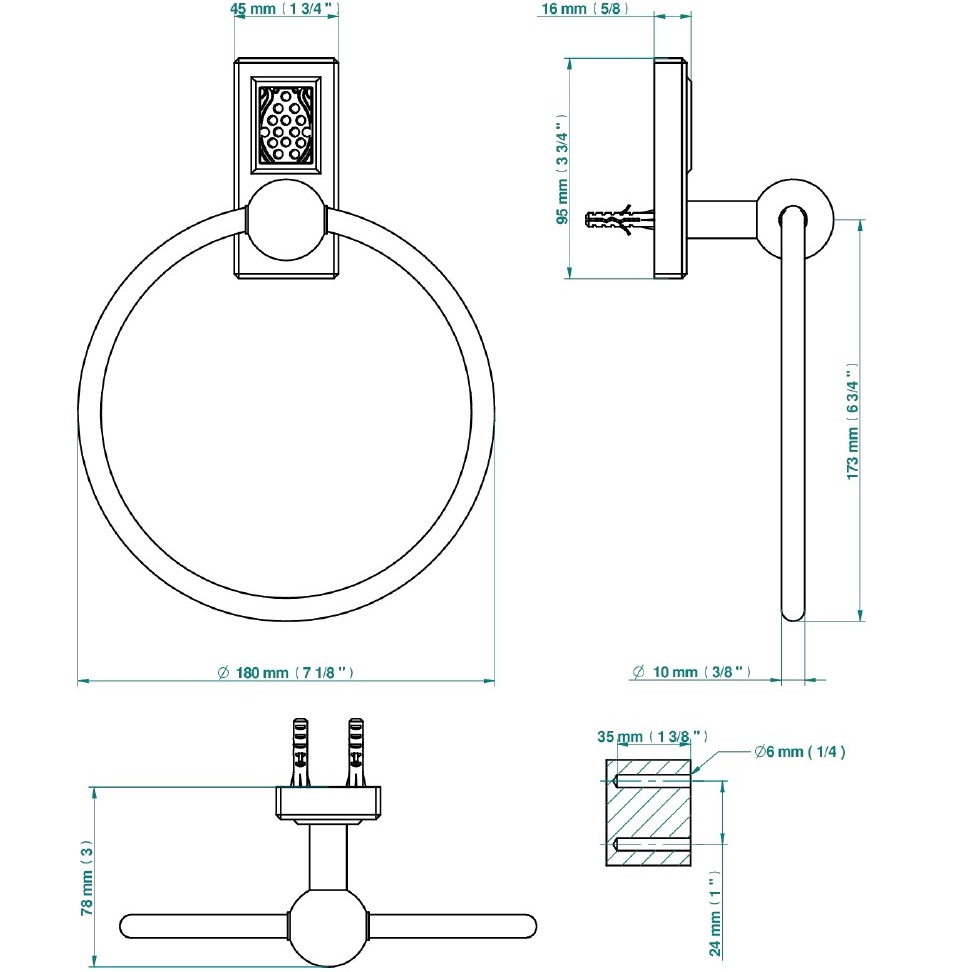 Полотенцедержатель кольцо подвесной 18см. THG Metropolis cristal clair A2A-A02-504N (хром, прозрачный хрусталь)