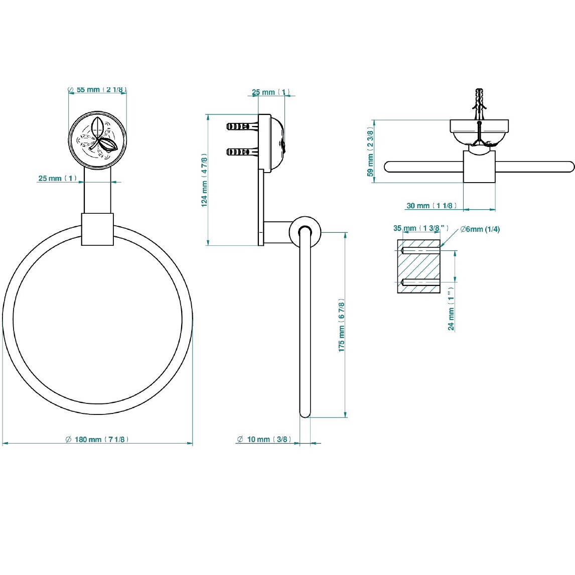 Полотенцедержатель кольцо подвесной THG Pomme cristal lustre or 18см A46-F30-504N (золотой)