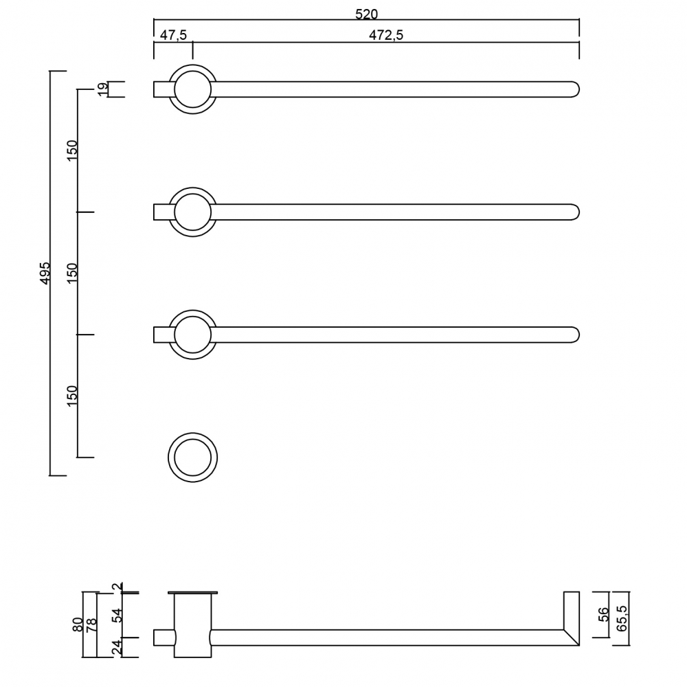 Полотенцесушитель электрический Abber Charme AH4003MB 52x49.5 (черный матовый)