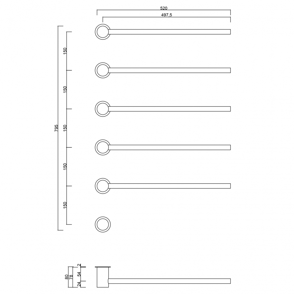 Полотенцесушитель электрический Abber Charme AH4005 52x79.5 (хром)