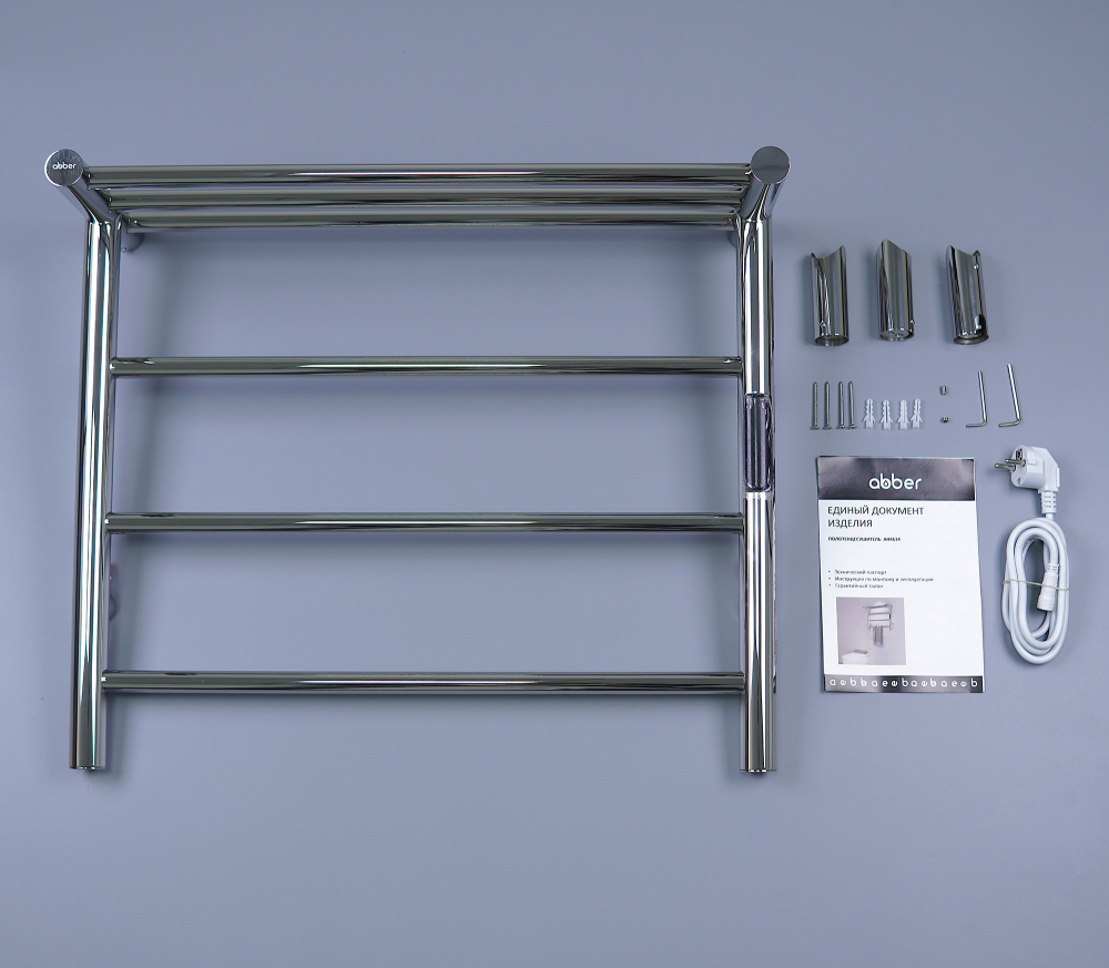 Полотенцесушитель электрический Abber Standard AH4614 60x50 (хром), с полкой