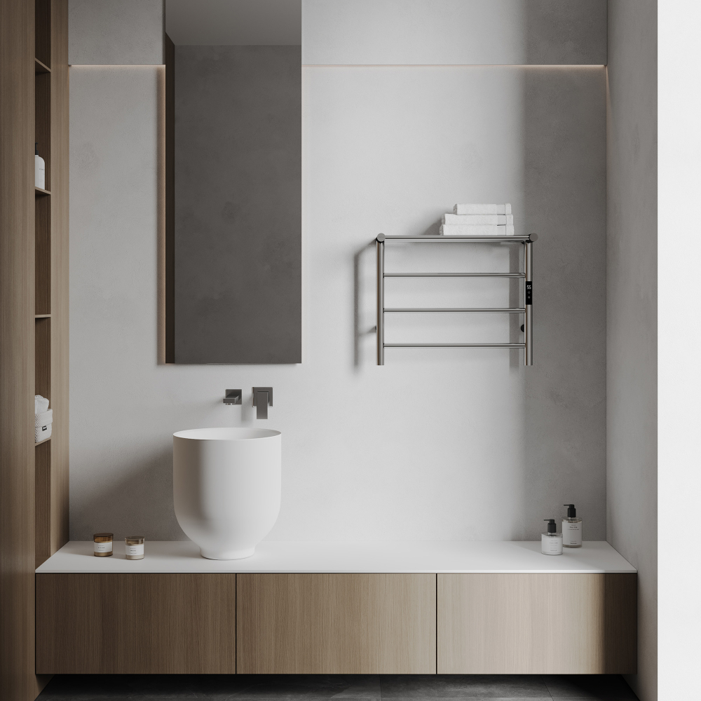Полотенцесушитель электрический Abber Standard AH4614 60x50 (хром), с полкой