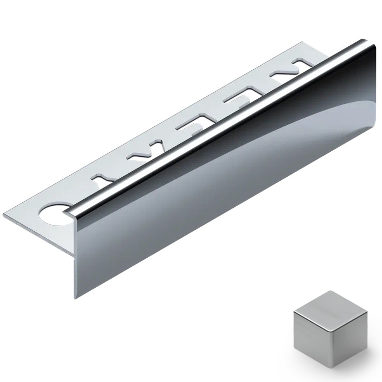 Профиль лестничный F-образный алюминий 10 мм Neexy PV53-02 (серебро матовое), 2.7 м.