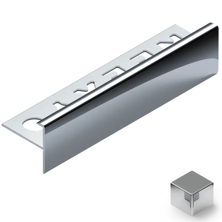 Профиль лестничный F-образный алюминий 10 мм Neexy PV53-03 (серебро блестящее), 2.7 м.